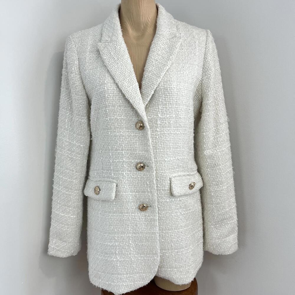 Maison D' Amelie Paris Women's Size Medium Acrylic Wool Blend Blazer Jacket Gold